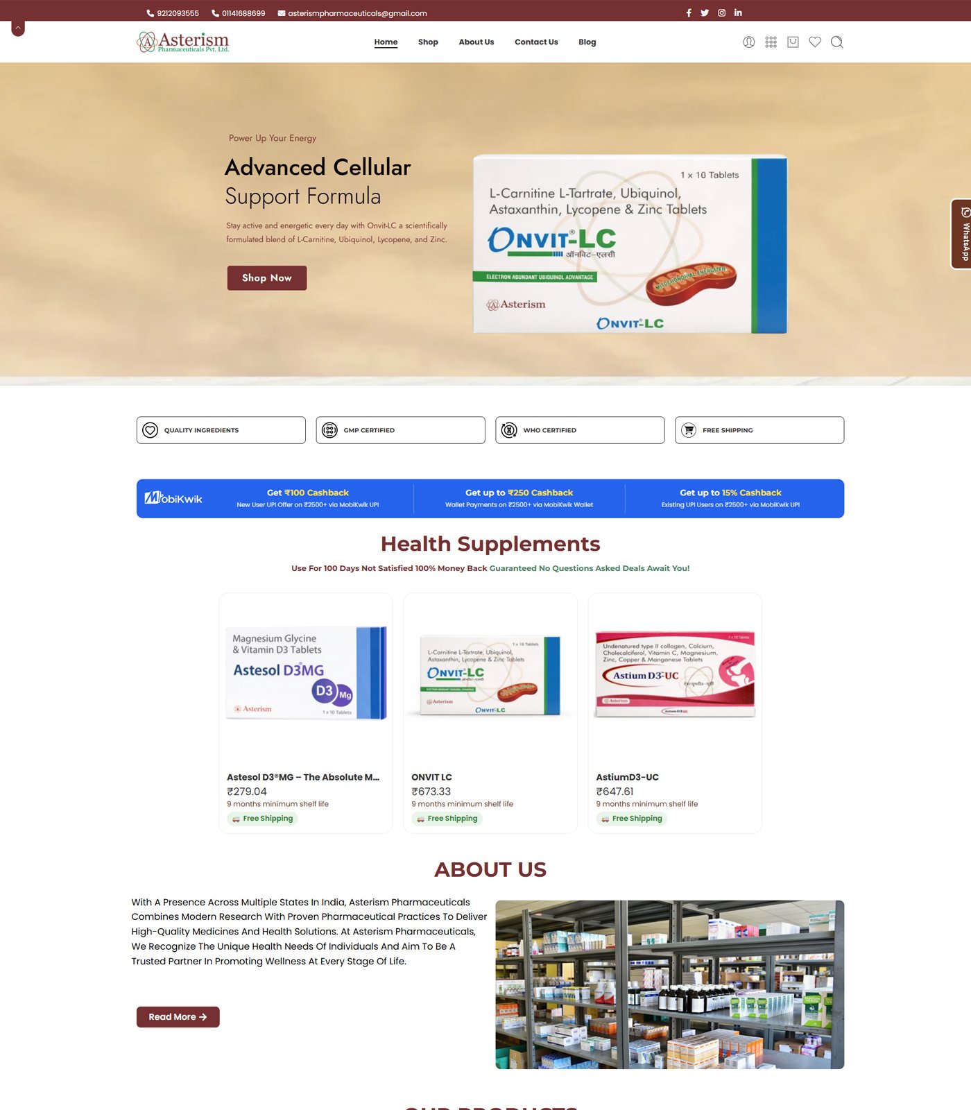 Asterism Pharmaceuticals — medical website built by DoubleSure